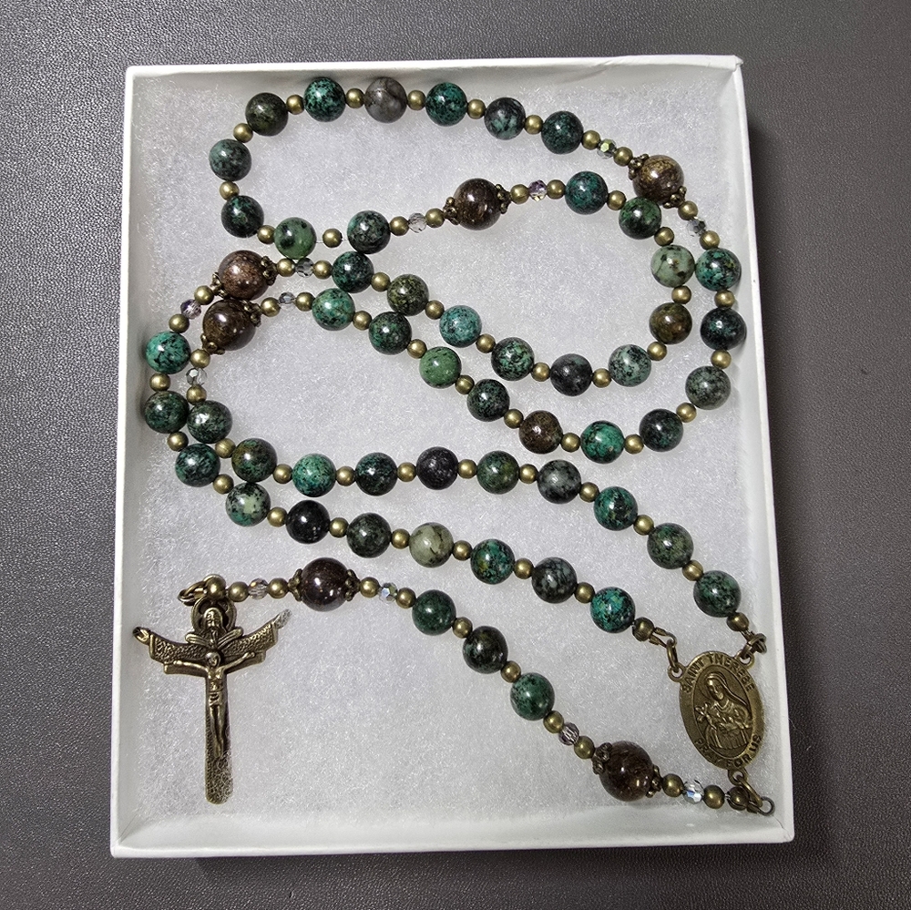 Large One Of A Kind Hand Crafted Rosary Made With Natural African Turquoise